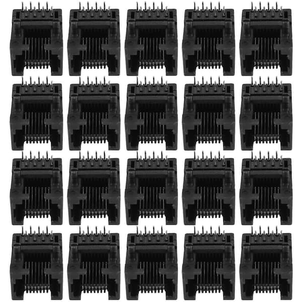 20 stk. RJ45 8P8C computer internet netværk printkort jackstik sort