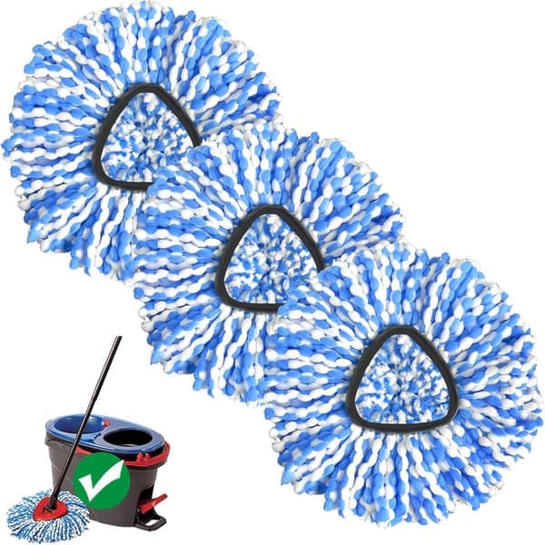 3-pakke moppehoder for roterende mopprefill, kun for 2-tankssystemer, enkel rengjøring, mikrofibererstatning