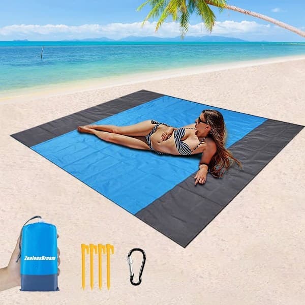Strandmåtte Ripstop Polyester, Multifunktionel Vandtæt Sandtæt Tæppe, Bærbart Kompakt Til Udendørs Aktiviteter, Ideel Til Strand, Camping,