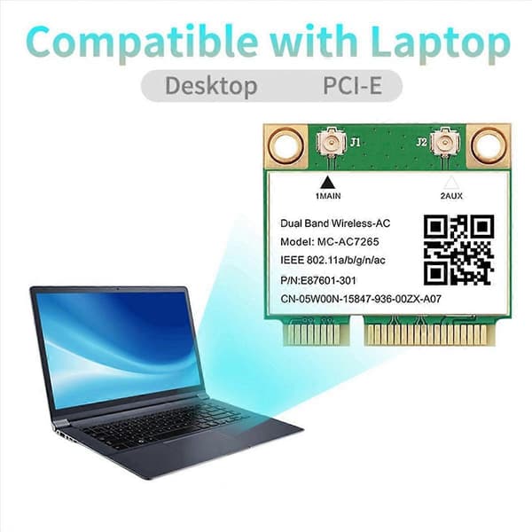 Bluetooth 4.2 Mini PCI-E Wifi-kort -AC7265 Trådløst Netværkskort