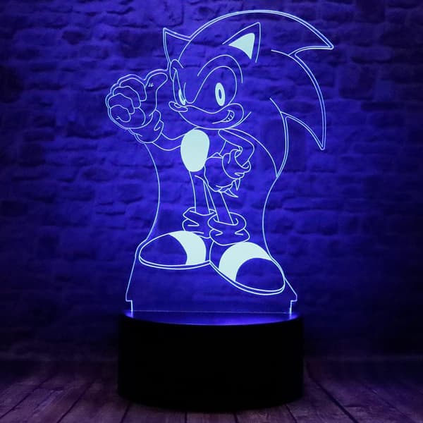 Tecknad Sonic the Hedgehog Animefigur 3D Optisk Illusion LED