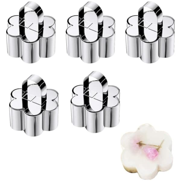 5 stk. kageforme i rustfrit stål, blomsterformet dessertring, dessertform, køkken DIY bagning 8 cm sølv