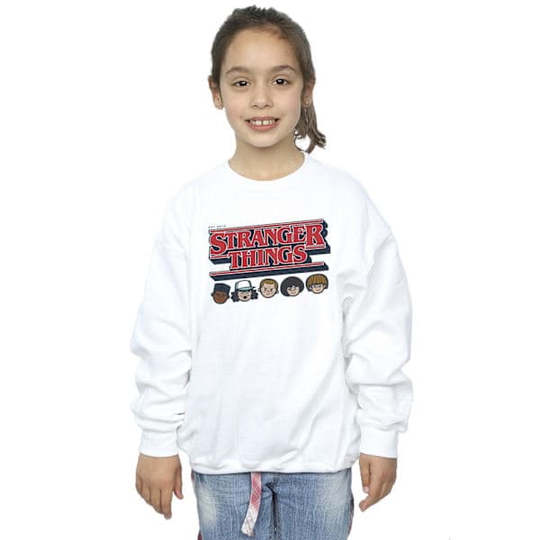 Netflix Flickor Stranger Things Karikatyr Logotyp Sweatshirt 7-8 År Vit 7-8 År White 7-8 Years