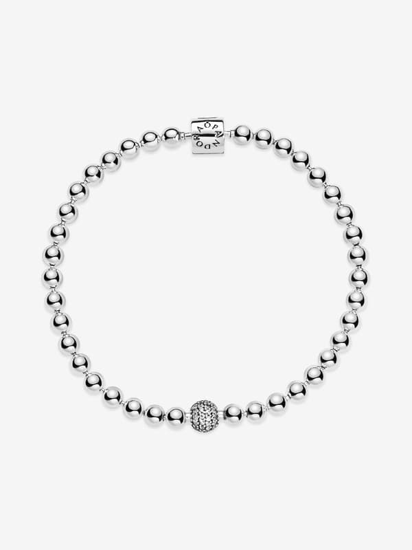 Pandora - Perle- og Pavéarmbånd - Sterlingsølv 7.5in/19cm