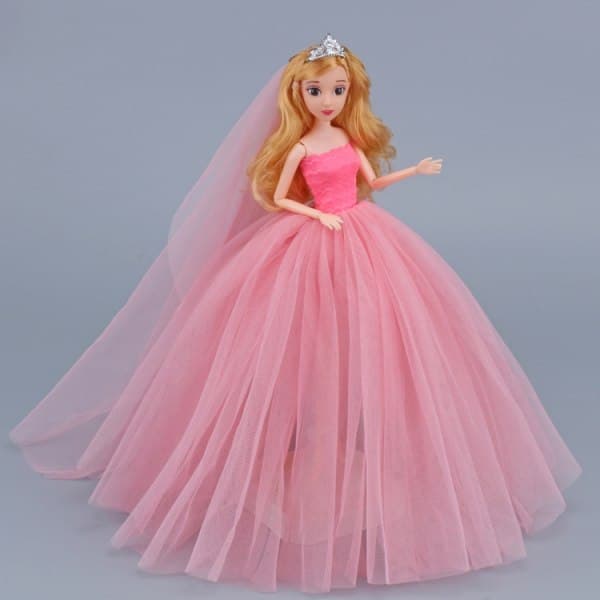 5-delad Barbie-docka färgglada klänningar stor bröllopsklänning fluffig klänning