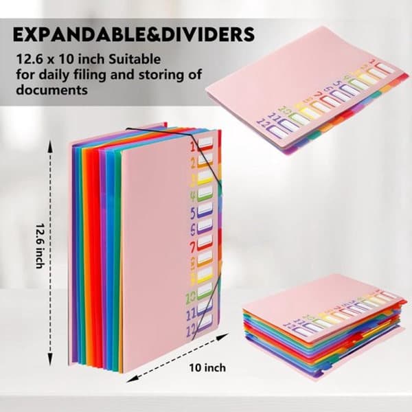 A4 Udvidelsesbar Projektmappe A4 Sorteringsmappe 12 Rum Mappemappe med Faner Rumm mappe Mappe Opbevaringsmappe Dokumentmappe Arbejde