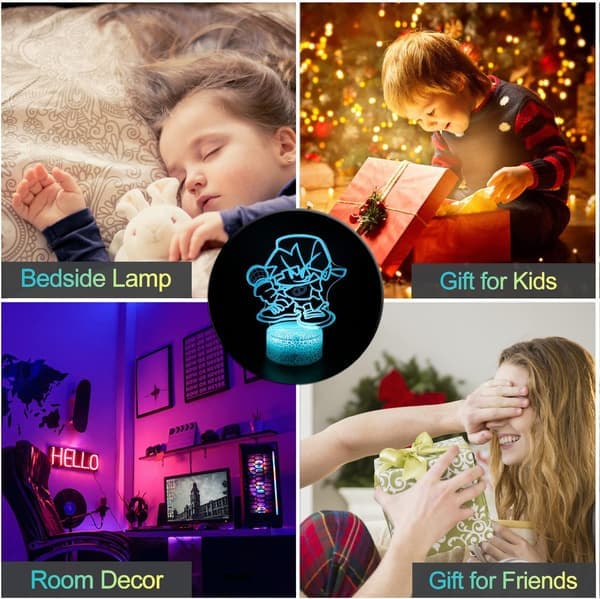 FNF Friday Night Smart Night Light, 3D Illusion 16 Colors Table Lamp with Touch & Remote Control