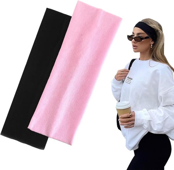 Sort Hårbøjle, Unisex, Yedtreg 2-pak Mode Hårbøjle (Sort/Pink)