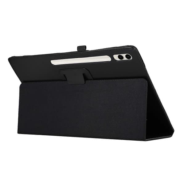 Etui til Samsung Galaxy Tab S10 Ultra Bi-Fold Stand Læder Tablet Cover Litchi Tekstur - Sort