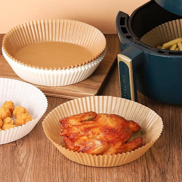 100 stk. engangs papirbakker til airfryer - Airfryer-bakker hvit white