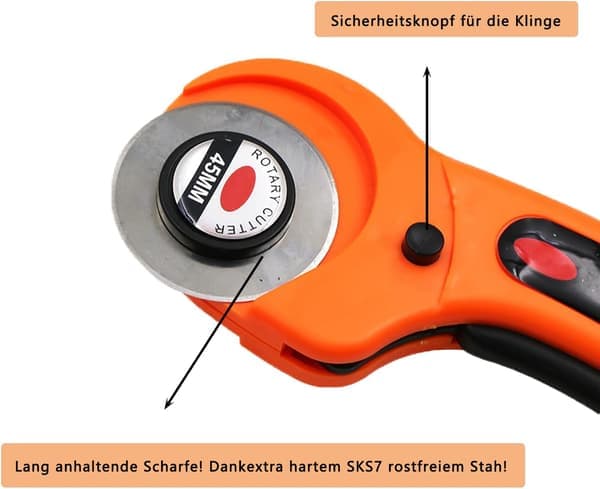 45 mm pyöröleikkuri, ammattimainen pyöröleikkuri 5 vaihtoterällä, pyöreä terä tikkausleikkuri