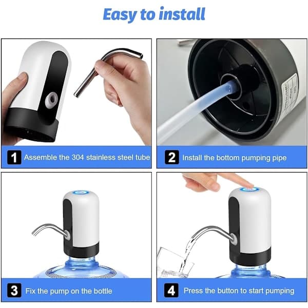 Vattenpumpflaska - USB Uppladdningsbar Automatisk Vattendispenser - Bärbar - Vit