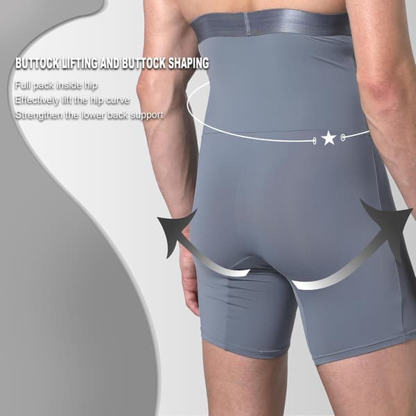 Herr Tummy Control Shorts Hög Midja Underkläder Bantande Shapewear Kroppsformare Ben Boxer Briefs Grå L Grey L