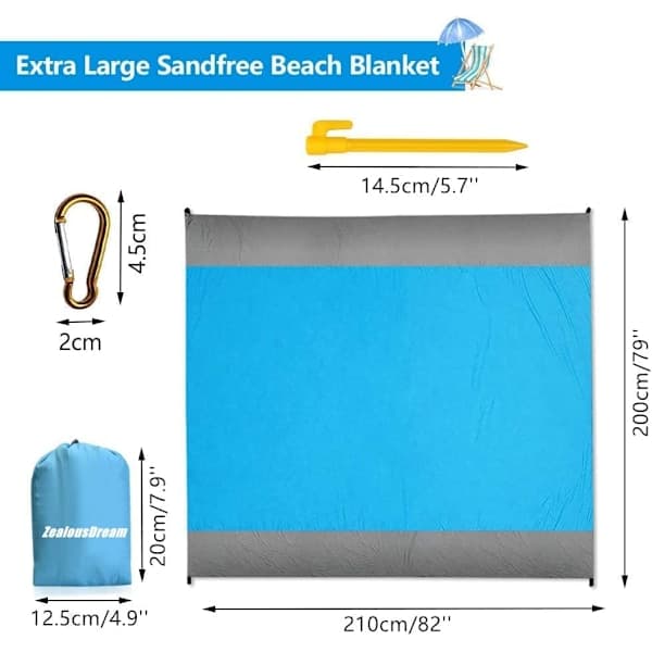 Strandmåtte Ripstop Polyester, Multifunktionel Vandtæt Sandtæt Tæppe, Bærbart Kompakt Til Udendørs Aktiviteter, Ideel Til Strand, Camping,