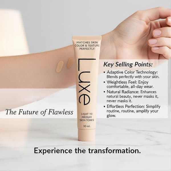 Luxe Matches Skin Tone & Texture Perfectly 30ml Research Color-Changing Foundation Medium Medium