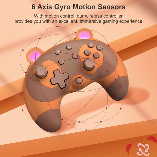 Switch Controller - Sød vaskebjørn dyre trådløs Switch Controller til Switch Lite/OLED/PC, Switch Pro Controller Fjernbetjening Gamepad Joystick med Turbo/