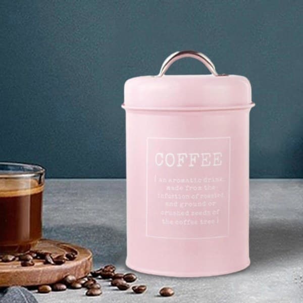 Kaffebeholder Slikkrukke Chokoladekrukke Tørfoder Lufttæt Låg 1,2l Snacks Slik Organizer Køkkenbeholder Til Skabshylde Lyserød Light pink