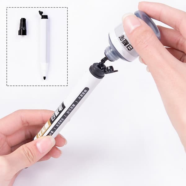 12 ml Whiteboard Pen Genopfyldningsblæk Holdbart Langtidsholdbart Whiteboard Pen Blæk til Hjemmeskole Sort