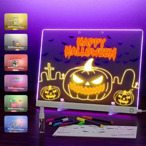 35 x 25 cm Akryl LED Skriveplade Touch Control DIY Tegning Belyst Opslagstavle