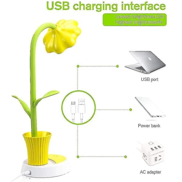 Bordlampe for barn LED øyebeskyttelse bordlampe dimbar (1 stk, gul)