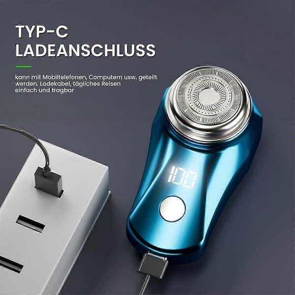 (Blå) Elektrisk barbermaskin USB Mini Barbermaskin for menn