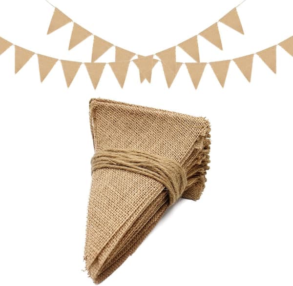 Jute vimpel, 15 meter/48 trekantede flagg Vintage Ba