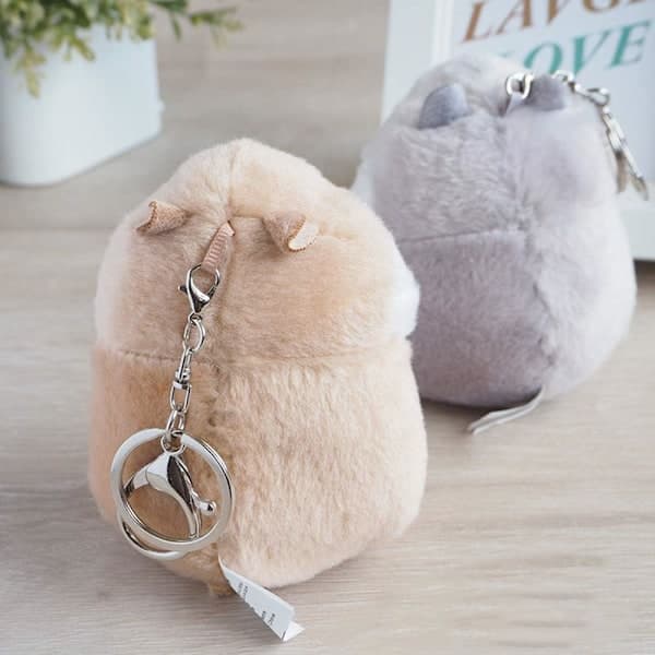 Sæt med 2 søde hamster plys nøgleringe udstoppede dyre nøglerings charms