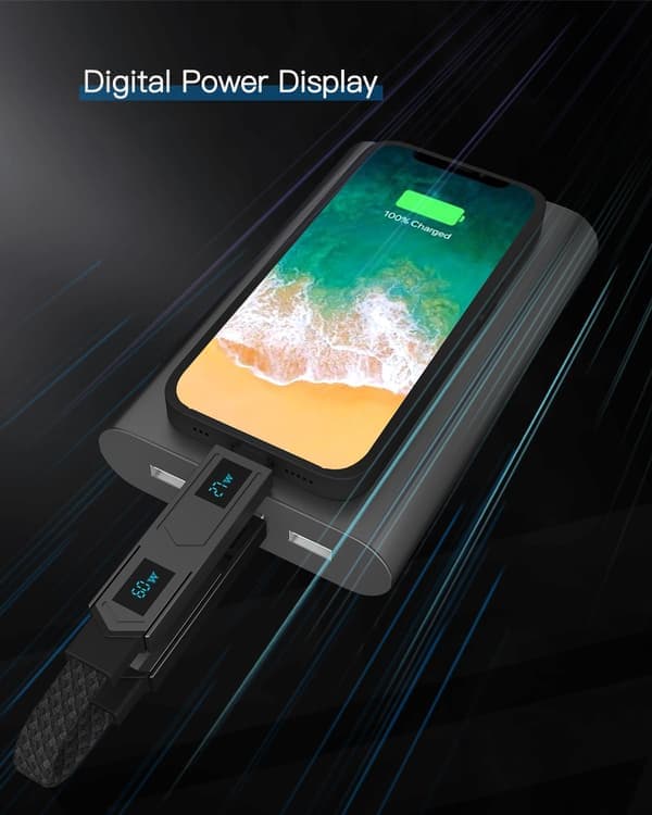 4-in-1 PD65W Data Cable Multi USB -latauskaapeli: Lyhyt EDC-kaapeli Lightningille, Type C:lle ja A:lle, punainen Red