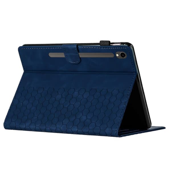 Etui til Samsung Galaxy Tab S9 FE/S9 Honeycomb-mønstret læder tablet-etui med kortplads - Blå