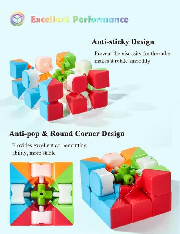 Speed Cube Fast Cube - Hurtig, jævn rotation, solid, holdbar og klæbefri, frostet, bedste puslespil Magic Cube legetøj - Roterer hurtigere end originalen til børn
