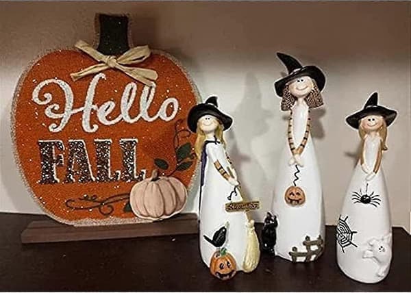 Halloween Heks Dekorativ Harpiksstatue, Søde Tre Grupper Af Skov