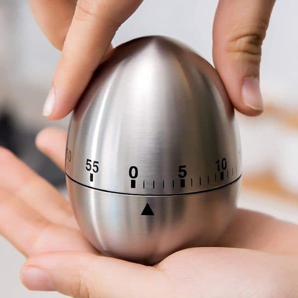 Eggeklokke - Mekanisk kjøkkentimer - Timer - Egg - Rustfritt stål - Sølv