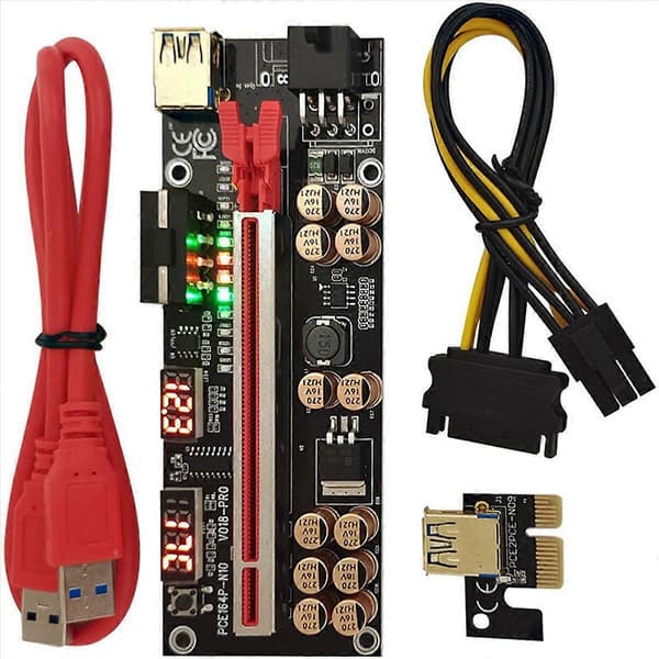 VER018 PRO PCI-E Riser Card USB 3.0-kabel 018 PLUS PCI Express (rød)