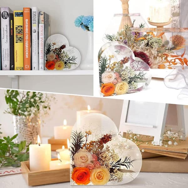 Epoxyharpiksform, stor, hjerteformet, silikoneforme, epoxyharpiks, til konservering af blomster, boligindretning