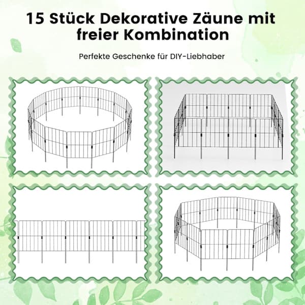 Dekorativt metalhavehegn, 25 stk., sort, rustfrit