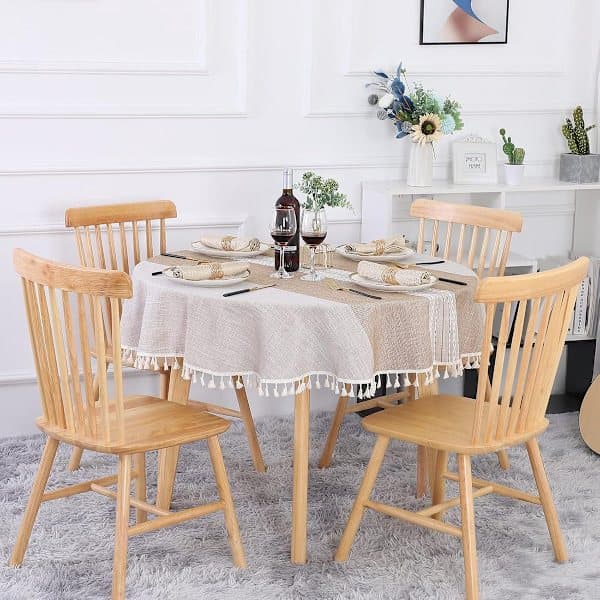 Rund duk - lin og bomull - 120 cm - khaki