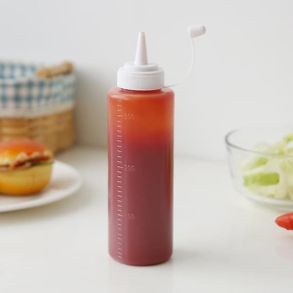 1 st 300 ml klar plastflaska för sås med klämfunktion