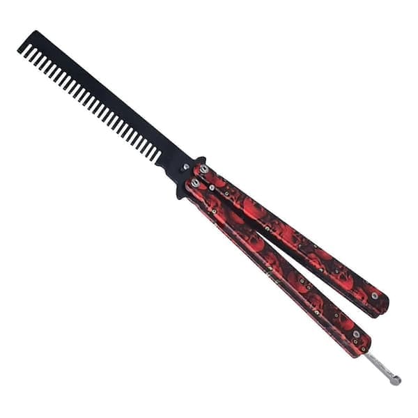 Sommerfuglekamtræner Sammenfoldelig Rustfrit Stål Metalkam Rød Fuld Længde 22cm Red