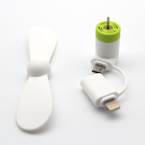Micro USB / Lightning blæser - Hvid Hvid white