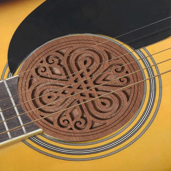 Gitarr Trä Ljudhål Ljudhålsskydd Block Feedback Buffer Mahogny Trä för EQ Akustiska Folkgitarrer 7#