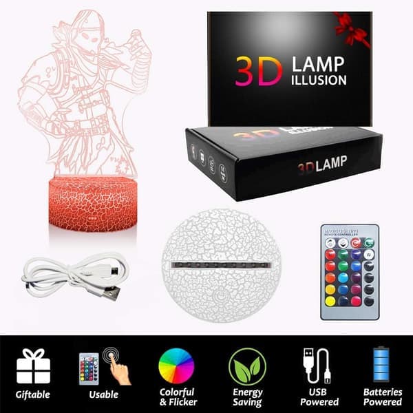 Fornite Battleroyale Natlamper 3D Stemningseffekt LED Ni