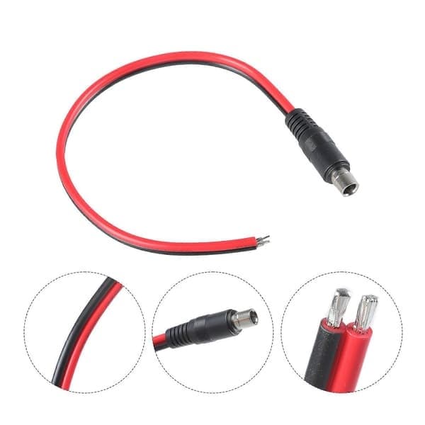 DC8020 strømkabel hunn/hann til åpen ledning adapterkabel 14AWG for solcellepanel utendørs strømforsyning 30 cm lang