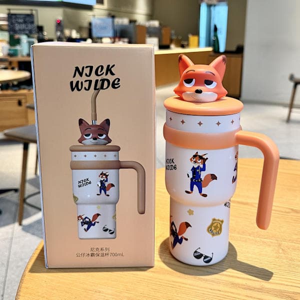 Zootopia Mugg - Stor Volym med Judy & Nick | Perfekt för Kylande Drycker | Trendig Ismugg med Sugrör L'Oréal 500ml enkel kopp L'Oréal 500ml