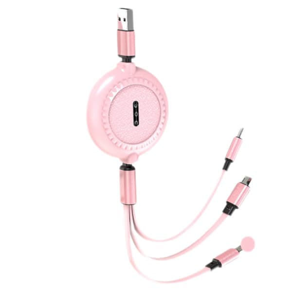 Uttrekkbar Ladekabel, 3 i 1 Multi USB Hurtiglader Co