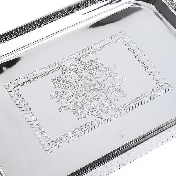 Nordisk serveringsbrett i rustfritt stål med håndtak Elegant rektangulær kaffebar Matholder Dessert Display Plate Decor Sølv L Silver L