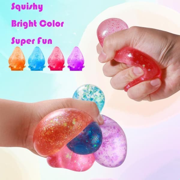 Blå Vanddråbe Glitter Squishy Bold, Blød Silikone Sensorisk Klemmelegetøj, Angstlindrende Fidget Legetøj med Stabil Base til Skrivebordsdekoration Blå blue