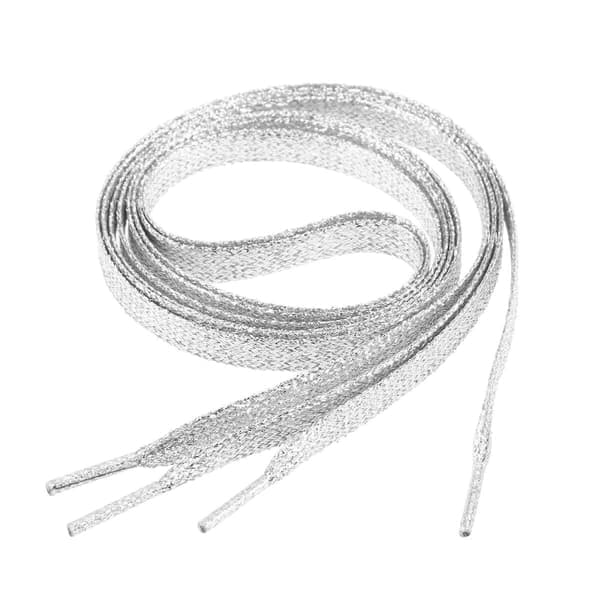1,1 m flade glitter snørebånd farvede flade snørebånd til sko sneakers (sølv)