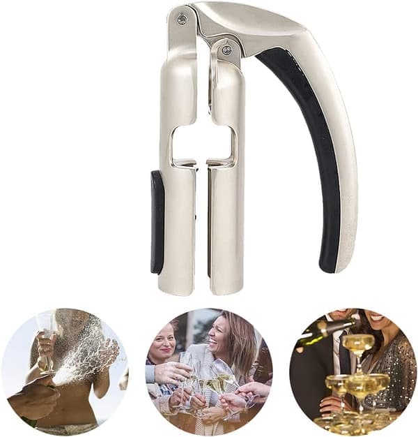 Champagneflaskeåbner - Mousserende vinflaskeåbner - Professionel vinflaskeåbner - Champagne mousserende vinflaskeåbner (sølv)