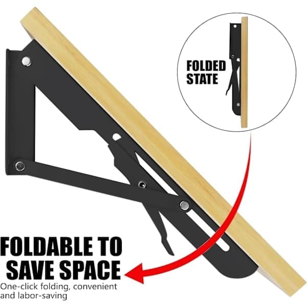 Foldbart beslag 500mm, kraftigt foldbart beslag 2 stk, foldbart vægbeslag 150 kg bæreevne
