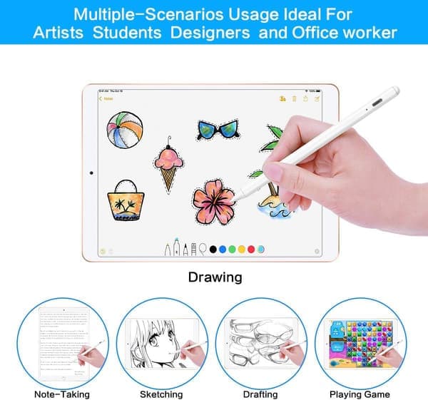 Styluspenna för Apple iPad Pencil - Aktiv penna med handflatavvisning kompatibel med 2018-2020 Apple iPad 9:e 8:e 7:e 6:e generationen iPad Air 4:e 3:e generationen
